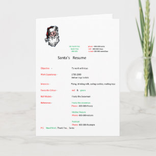 santa resume  christmas card
