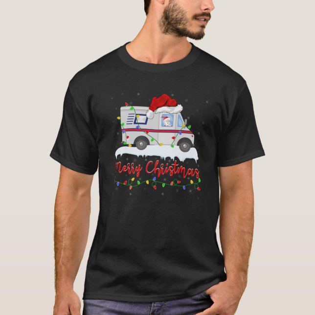 Santa Ride Mail Carrier Car Mailman Postal Worker T-Shirt (Front)