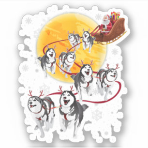 Santa Ride Sleigh Siberian Husky Christmas Dog Lov