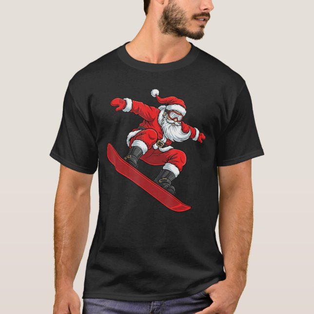 Santa Ride Snowboard Funny Christmas Freestyle Sno T-Shirt (Front)