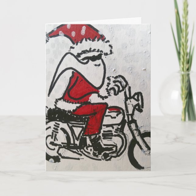 Santa Rides A Hog Holiday Card (Front)