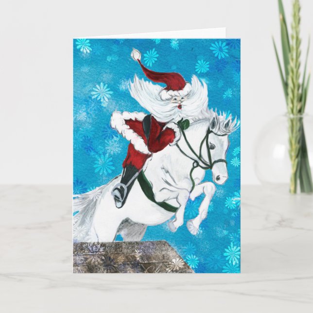 Santa Ride's a Horse -card Holiday Card (Front)