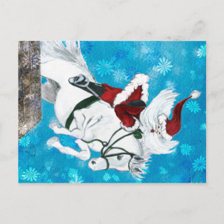 Santa Rides a Horse - Postcard