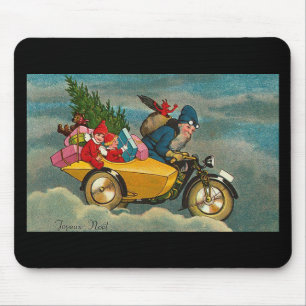 Santa Rides a Motorcycle - Christmas Mouse Mat