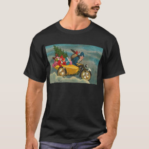 Santa Rides a Motorcycle - Christmas T-Shirt