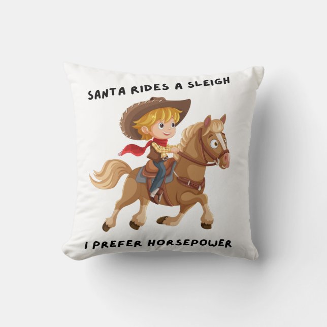 Santa rides a sleigh. I prefer horsepower Cushion (Front)