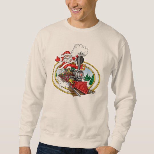 Santa Rides a Steam Locomotive Sweatshirt