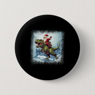 Santa Riding A Dinosaur T-rex Funny Christmas  6 Cm Round Badge