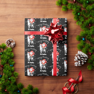 Santa Riding a Husky Dog Merry Christmas Wrapping Paper