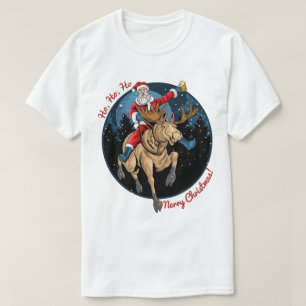 Santa Riding A Moose T-Shirt