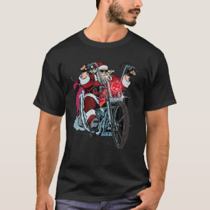 Santa Riding A Motorcycle Christmas T-Shirt