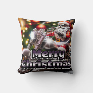 Santa riding a motorcycle Cushion