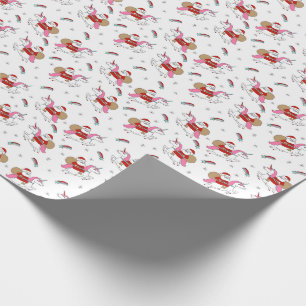 Santa Riding a Unicorn cute christmas Wrapping Paper