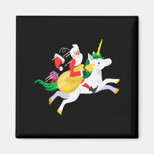 Santa Riding A Unicorn Funny Christmas Gift  Magnet