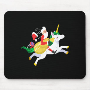 Santa Riding A Unicorn Funny Christmas Gift  Mouse Mat