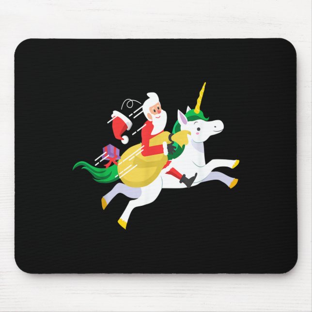 Santa Riding A Unicorn Funny Christmas Gift  Mouse Mat (Front)
