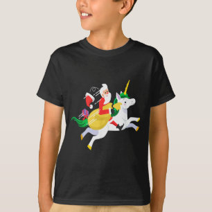 Santa Riding A Unicorn Funny Christmas Gift  T-Shirt