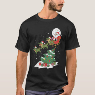Santa Riding Alligator Christmas Lighting Tree Kid T-Shirt