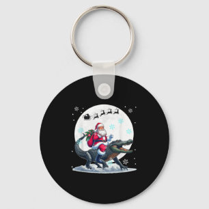 Santa Riding Alligator Christmas Moon Matching Kid Key Ring