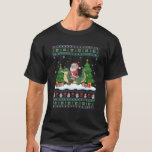 Santa Riding Alligator Tree Lights Ugly Christmas  T-Shirt<br><div class="desc">Santa Riding Alligator Tree Lights Ugly Christmas Sweater</div>