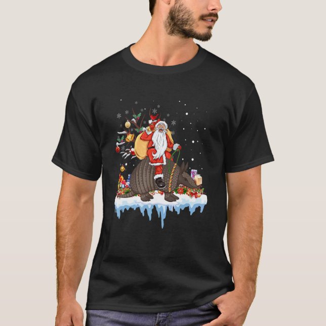 Santa Riding Armadillo Christmas For Men Women Kid T-Shirt (Front)