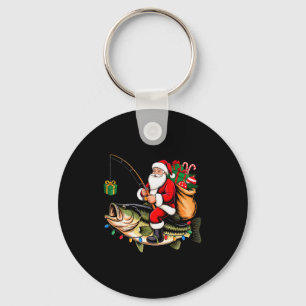 Santa Riding B Fish Christmas Fishing Funny Xmas P Key Ring