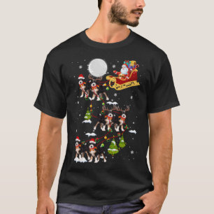 Santa Riding Bernedoodle Sleigh Christmas Santa Re T-Shirt