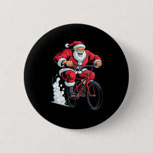 Santa Riding Bmx Lover Funny Holiday Christmas Xma 6 Cm Round Badge