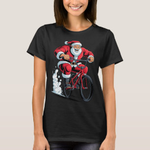 Santa Riding Bmx Lover Funny Holiday Christmas Xma T-Shirt