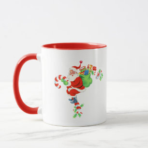 Santa Riding Candy Cane Mug