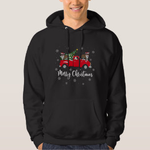 Santa Riding Christmas Tree Truck Bull Terrier Dog Hoodie