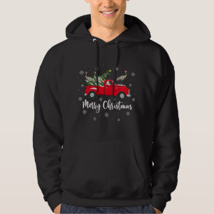 Santa Riding Christmas Tree Truck Crane Bird Chris Hoodie