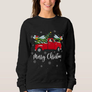Santa Riding Christmas Tree Truck Dragonfly Christ Sweatshirt