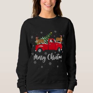 Santa Riding Christmas Tree Truck Rough Collie Dog Sweatshirt