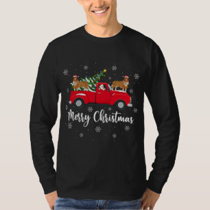 Santa Riding Christmas Tree Truck Rough Collie Dog T-Shirt