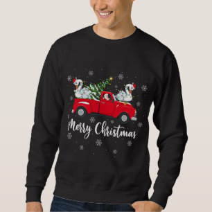 Santa Riding Christmas Tree Truck Swan Bird Christ Sweatshirt