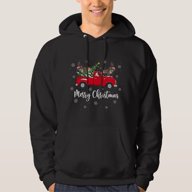 Santa Riding Christmas Tree Truck Wren Bird Christ Hoodie (Front)