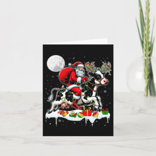 Santa Riding Cow Reindeer Xmas Farm Animal Lover F Card