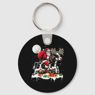 Santa Riding Cow Reindeer Xmas Farm Animal Lover F Key Ring