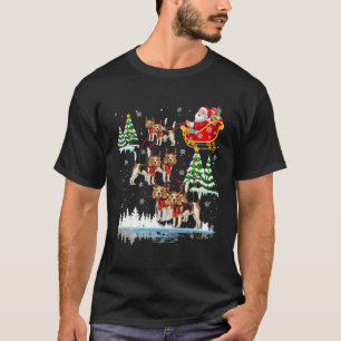 Santa Riding Dachshund Reindeer Christmas Pajama M T-Shirt