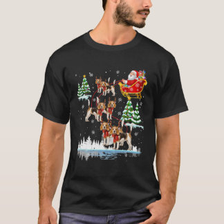 Santa Riding Dachshund Reindeer Christmas Pajama M T-Shirt