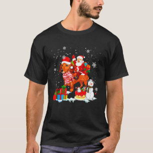Santa Riding Dachshund Snowman Christmas Pajama Fa T-Shirt