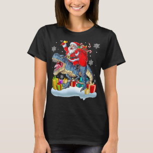 Santa Riding Dinosaur Rex Christmas Xmas 2 T-Shirt