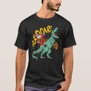 Santa Riding Dinosaur rex Christmas Xmas Kids Boys T-Shirt