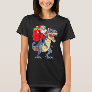 Santa Riding Dinosaur Rex Christmas  Xmas T-Shirt