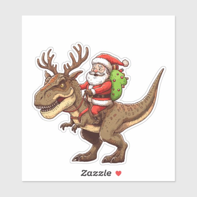 Santa Riding Dinosaur T-Rex  (Sheet)
