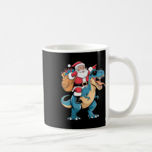 Santa Riding Dinosaur T Rex Christmas Boys Men Gir Coffee Mug