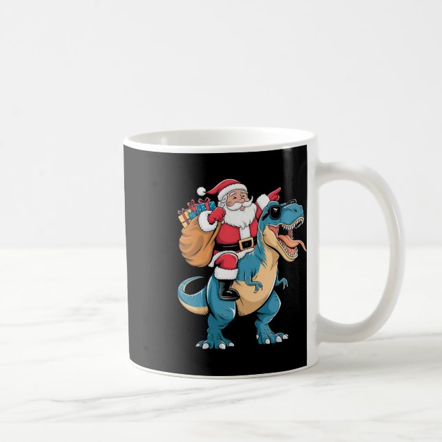 Santa Riding Dinosaur T Rex Christmas Boys Men Gir Coffee Mug (Right)