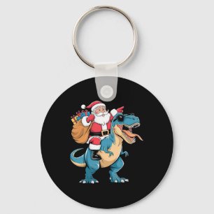 Santa Riding Dinosaur T Rex Christmas Boys Men Gir Key Ring