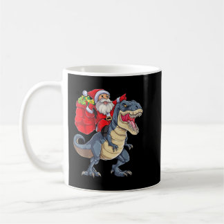 Santa Riding Dinosaur T rex Christmas Boys Men Xma Coffee Mug